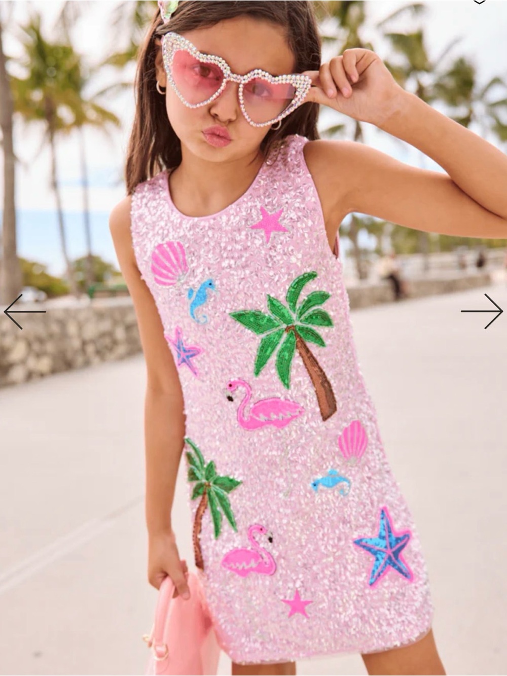 Lola + The Boys Pink Sequin Dress with Mermaid and Star Patches - Picture 2 of 4